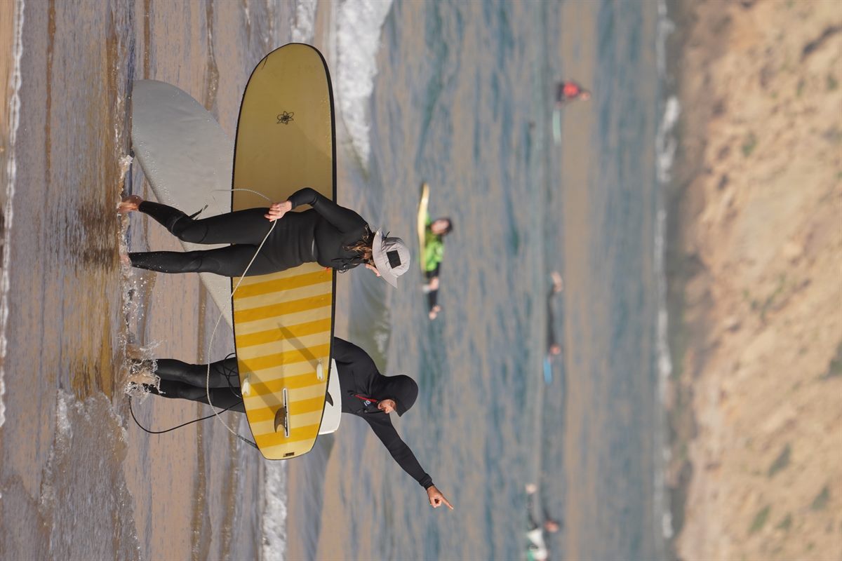 Surfer on a point wave during a coaching trip in Morocco