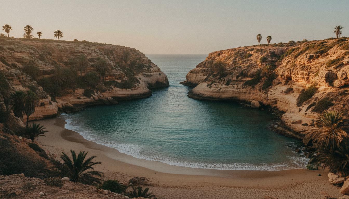 Hidden surf break along Morocco's Atlantic coastline